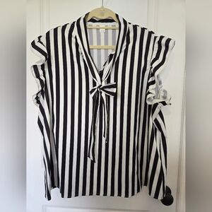 Black and White Striped Women's Top